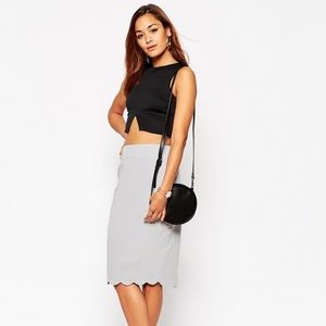ASOS grey sz 6 Long pencil skirt w/ scallop detail